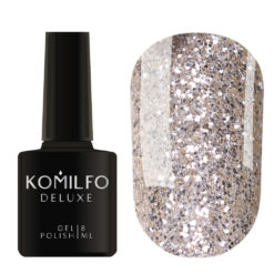 Гель-лак Komilfo DeLuxe Series №G006 (темно-сріблясті насичені блискітки з золотим відливом), 8 мл