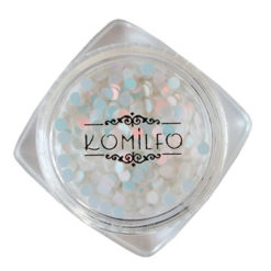 Komilfo диско дизайн №041, білі, голограма, (рожевий перелив), 2 мм, (1 г)