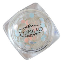 Komilfo диско дизайн №042, білі, голограма, (рожевий перелив), 3 мм, (1 г)
