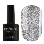 Гель-лак Komilfo DeLuxe Series №G007 (дрібні насичені сріблясто-голографічні блискітки), 8 мл