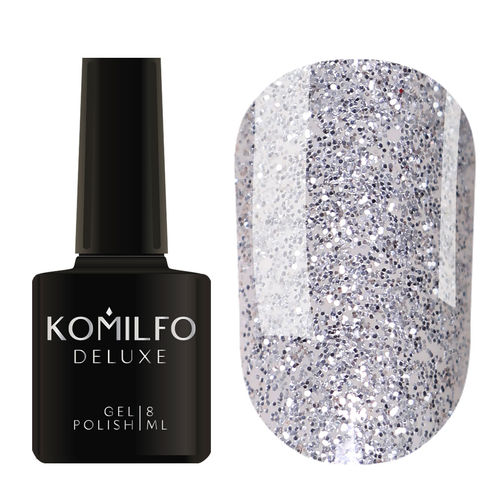 Gel Polish Komilfo DeLuxe Series G004 (dark silver glitter), 8 ml