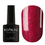 Гель-лак Komilfo DeLuxe Series №G014 (темно-червоний с насиченими мілкими блискітками), 8 мл