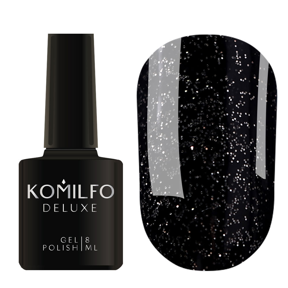 Гель-лак Komilfo DeLuxe Series №G023 (чорний, сріблястий мікроблиск), 8 мл