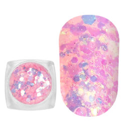 Komilfo photochromic sequins MIX-006, mix sizes, (pink/violet-blue photochrome), 2.5 g