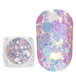 Komilfo photochromic sequins MIX-001, mix sizes, (white/violet photochrome), 2.5 g