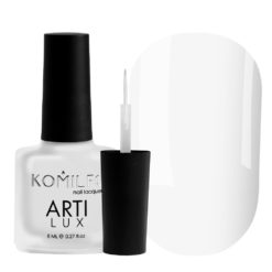 Лак для ногтей Komilfo ArtiLux 001 (белый, эмаль), 8 мл (с тонкой кистью)