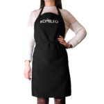 Komilfo apron short (black), with three pockets, 68*78 cm